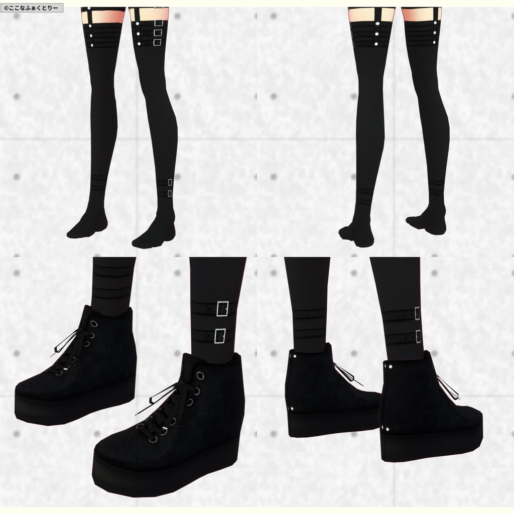 ※VRoidstudioベータ版で作成しています【VRoid用】ミニスカゴシックパンクコスチューム5色セット