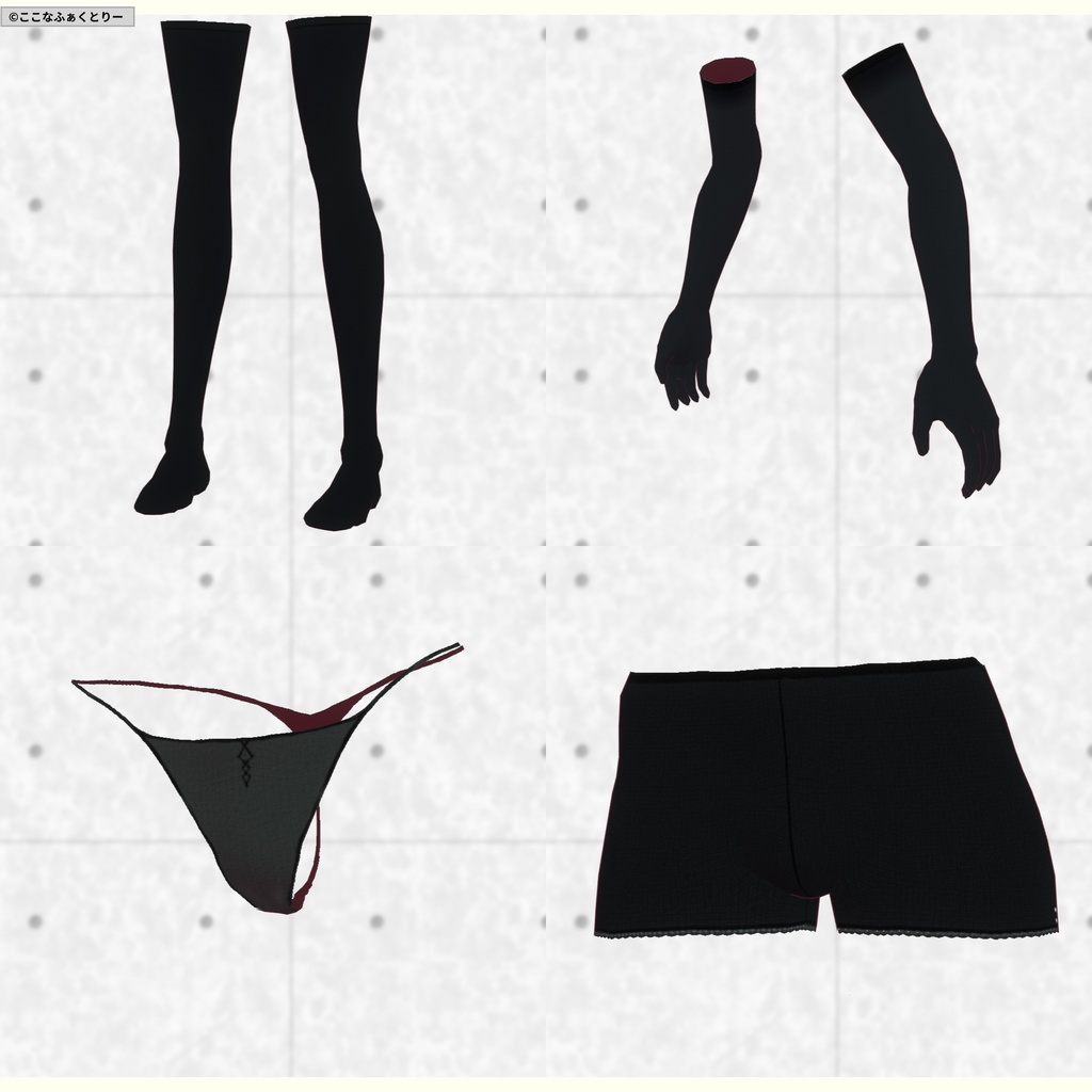 ※VRoidstudioベータ版で作成しています【VRoid用】ミニスカゴシックパンクコスチューム5色セット