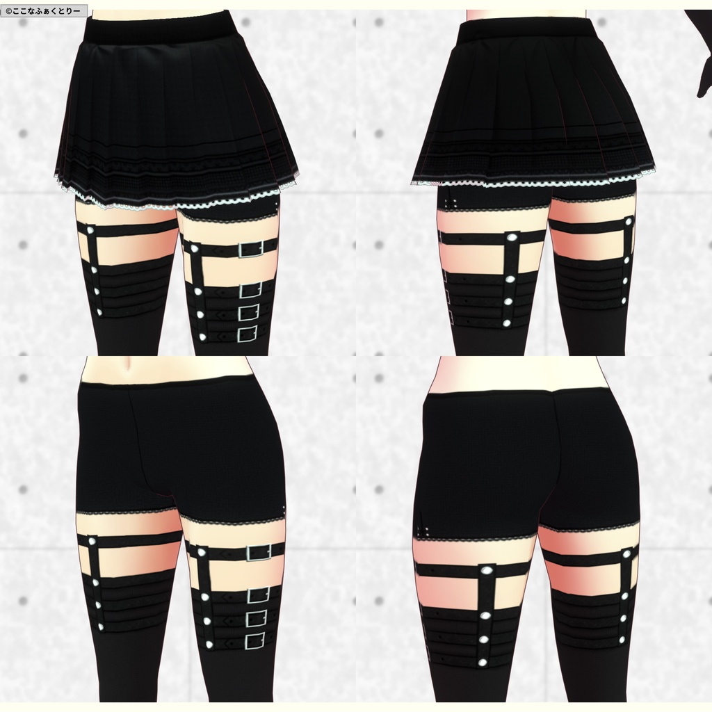 ※VRoidstudioベータ版で作成しています【VRoid用】ミニスカゴシックパンクコスチューム5色セット