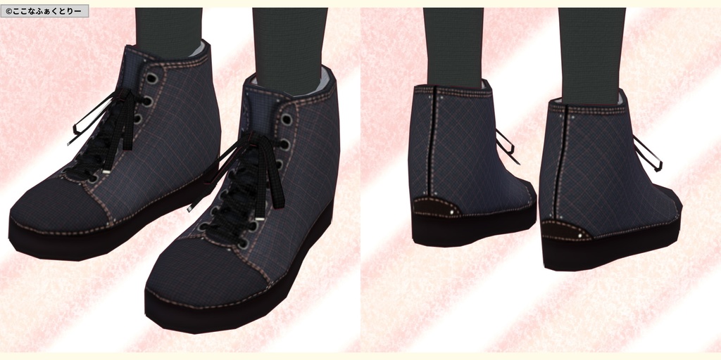 ※VRoidstudioベータ版で作成しています【VRoid用】シンプルハイカットシューズ6色セット