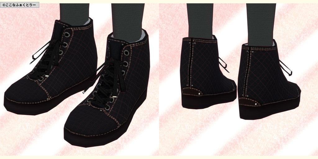 ※VRoidstudioベータ版で作成しています【VRoid用】シンプルハイカットシューズ6色セット