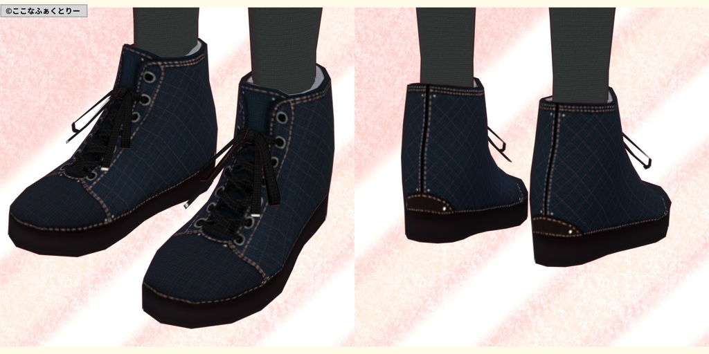 ※VRoidstudioベータ版で作成しています【VRoid用】シンプルハイカットシューズ6色セット