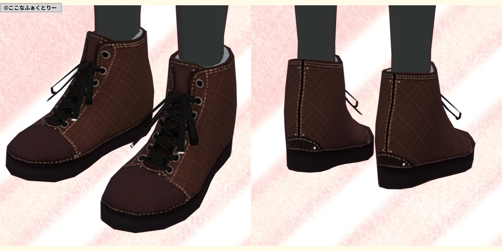 ※VRoidstudioベータ版で作成しています【VRoid用】シンプルハイカットシューズ6色セット