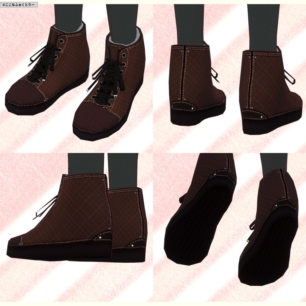 ※VRoidstudioベータ版で作成しています【VRoid用】シンプルハイカットシューズ6色セット