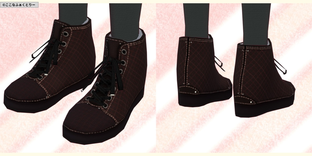 ※VRoidstudioベータ版で作成しています【VRoid用】シンプルハイカットシューズ6色セット