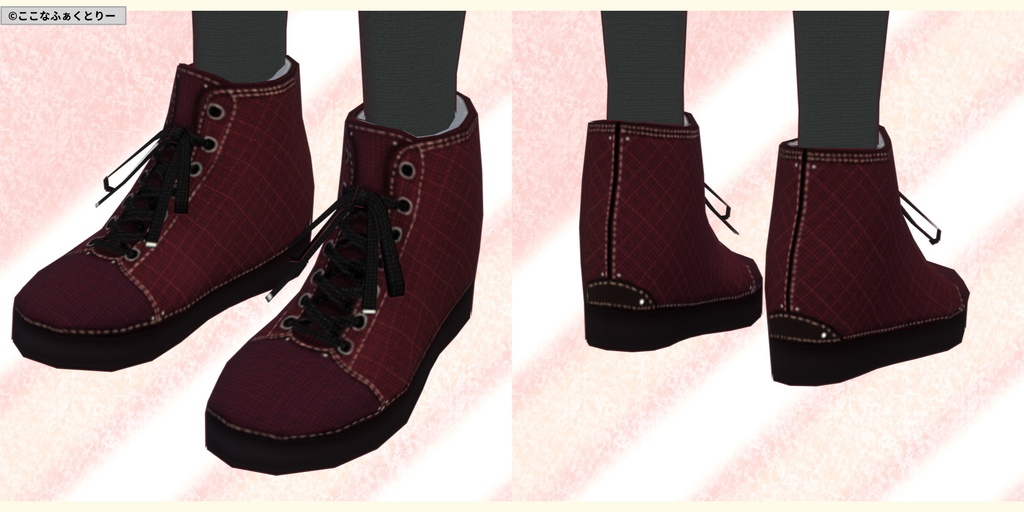 ※VRoidstudioベータ版で作成しています【VRoid用】シンプルハイカットシューズ6色セット