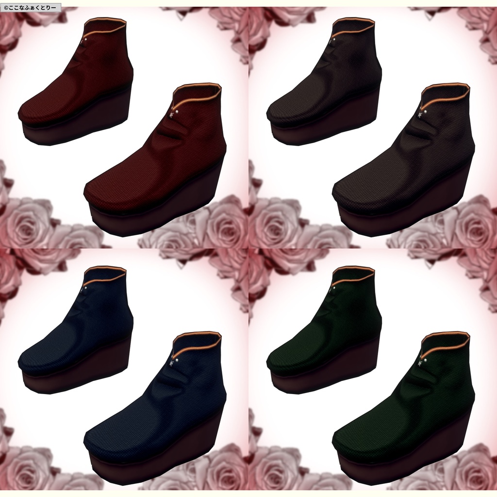 ※VRoidstudioベータ版で作成しています【VRoid用】クラシカルローズワンピース3色セット