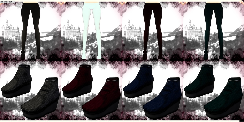 ※VRoidstudioベータ版で作成しています【VRoid用】ゴシックベアトップワンピース5色セット