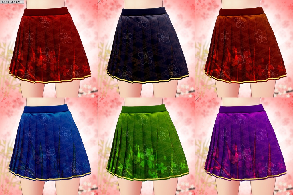 ※VRoidstudioベータ版で作成しています【VRoid用】陰陽師風コスチューム6色セット