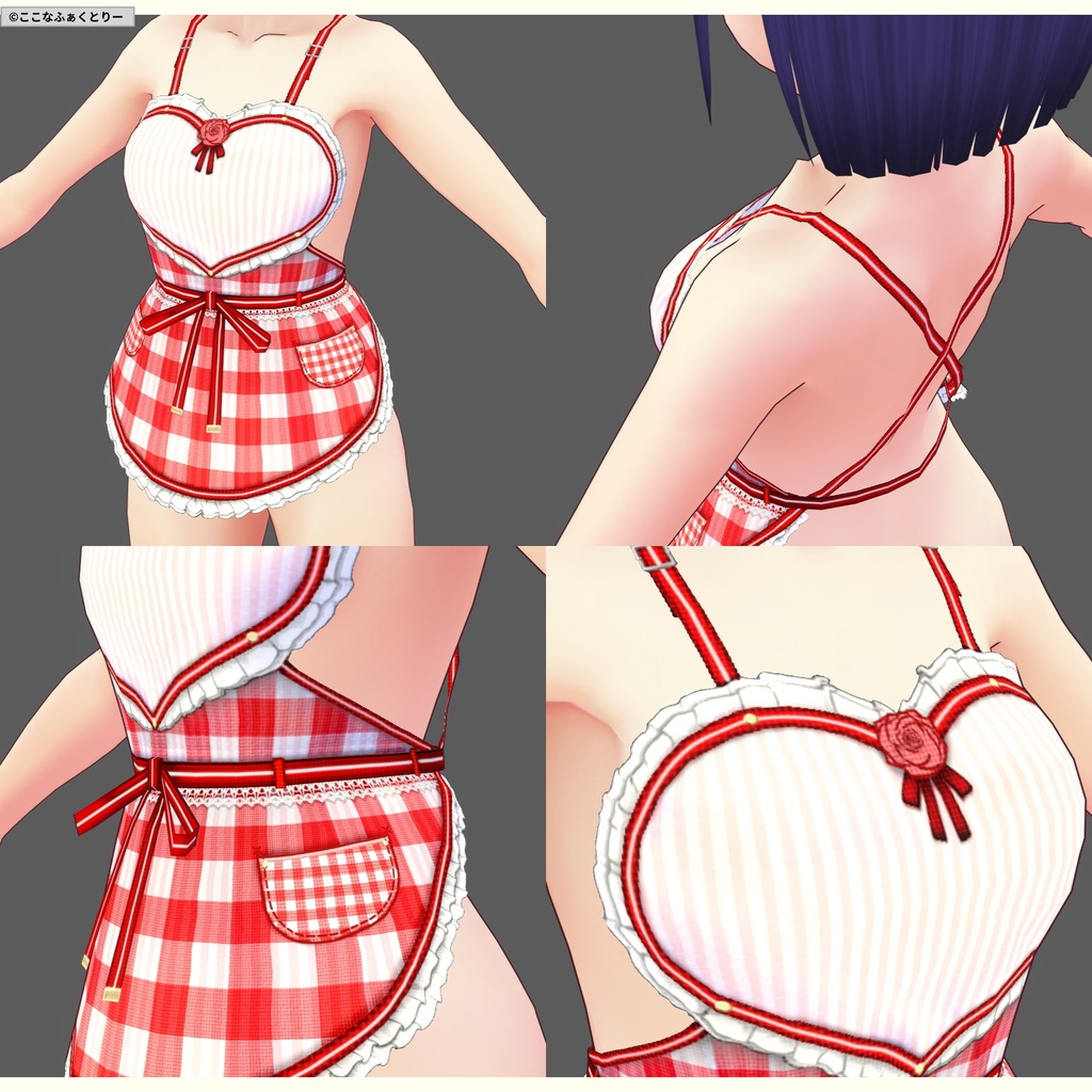 ※VRoidstudioベータ版で作成しています【VRoid用】(無料お試し版有)スイートエプロン7色セット