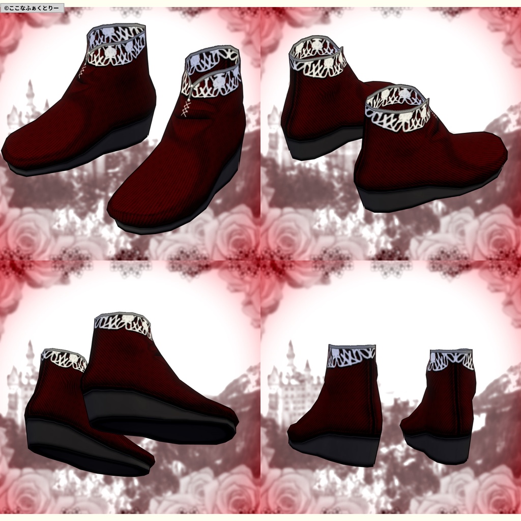 ※VRoidstudioベータ版で作成しています【VRoid用】クラシカルローズワンピース_アルビナスタイル4色セット