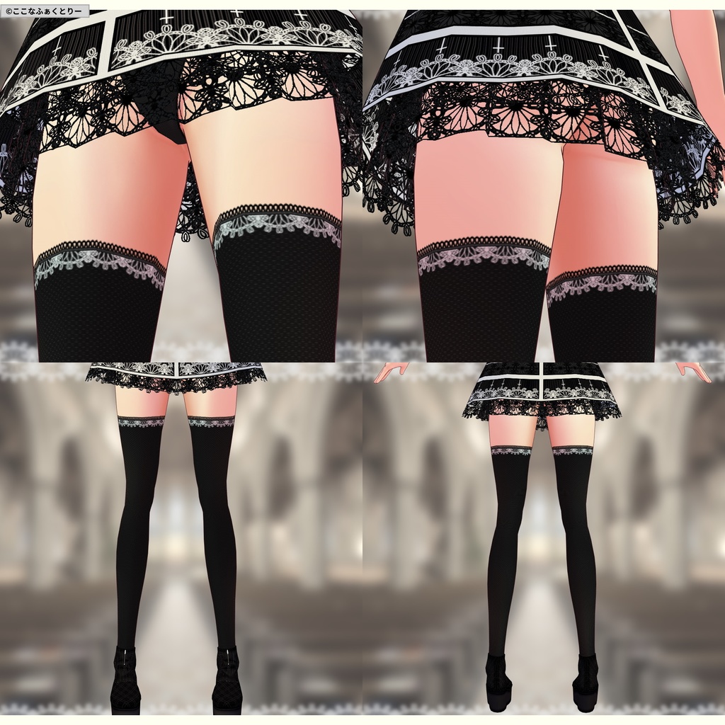 ※VRoidstudioベータ版で作成しています【VRoid用】ゴシックミニスカシスター5色セット