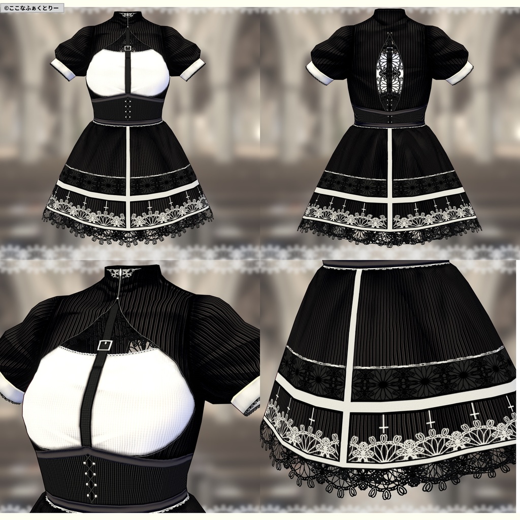 ※VRoidstudioベータ版で作成しています【VRoid用】ゴシックミニスカシスター5色セット
