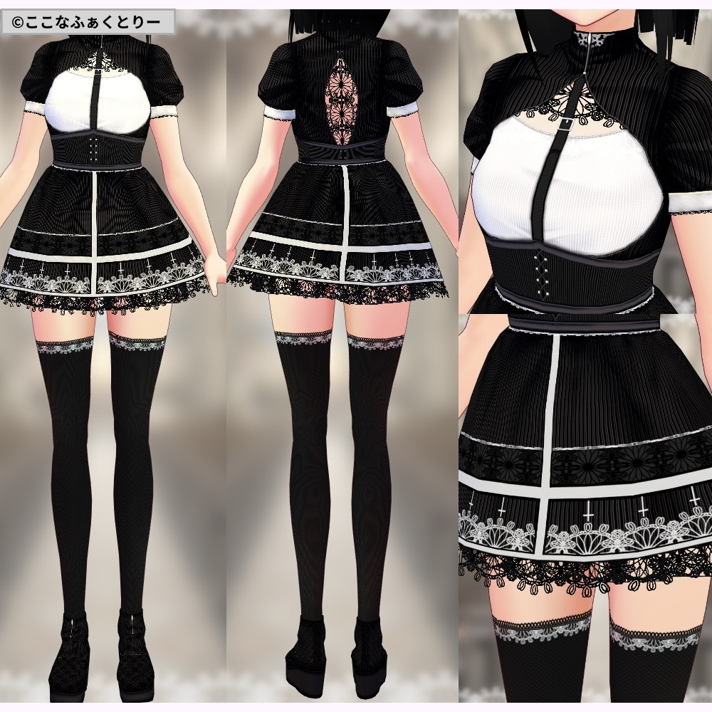 ※VRoidstudioベータ版で作成しています【VRoid用】ゴシックミニスカシスター5色セット