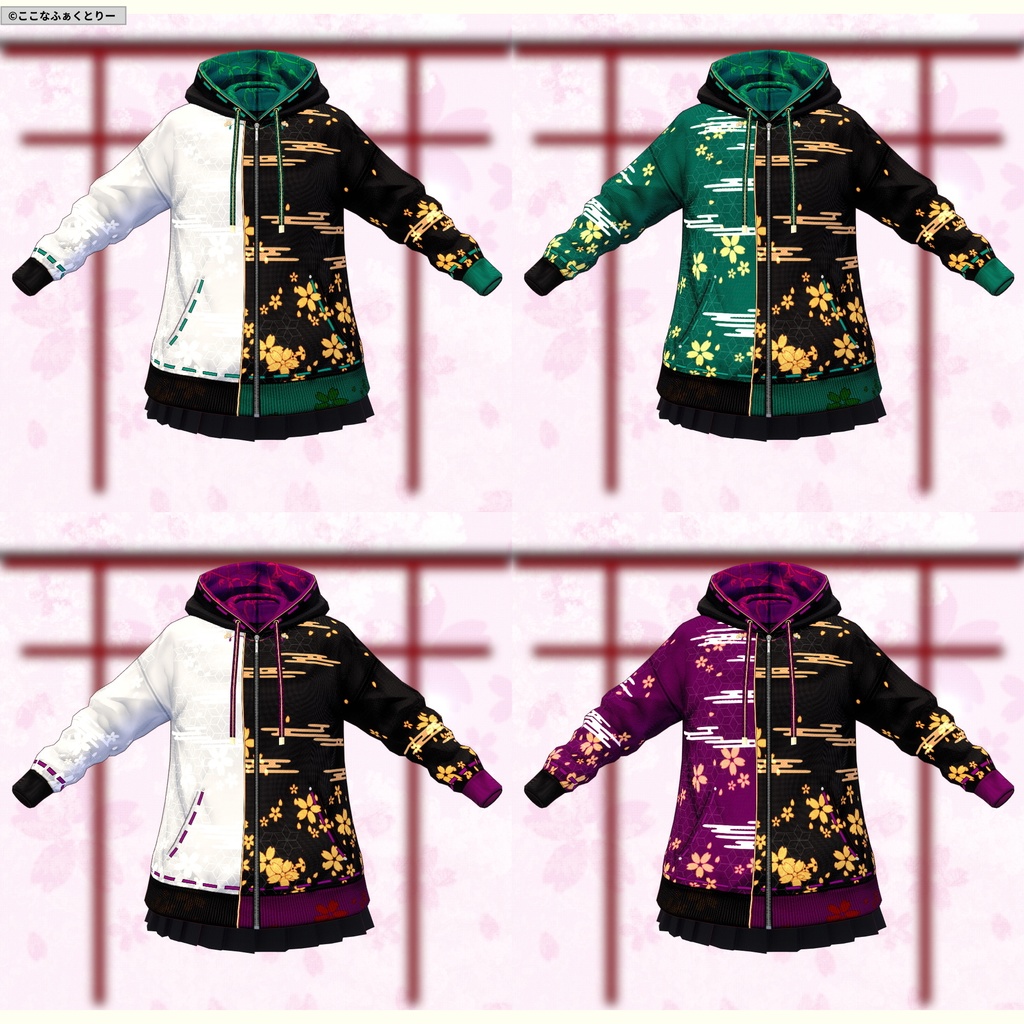 ※VRoidstudioベータ版で作成しています【VRoid用】桜パーカー5色セット(修正v2)