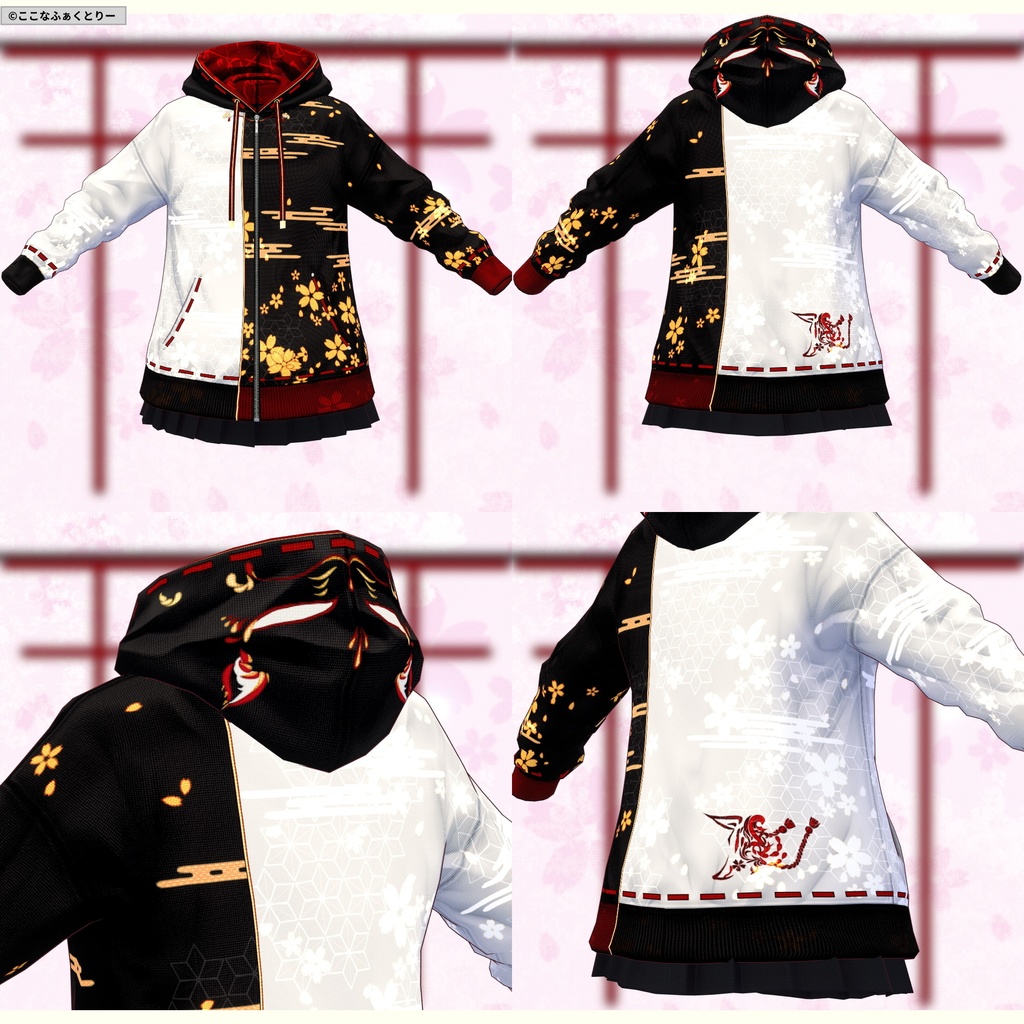 ※VRoidstudioベータ版で作成しています【VRoid用】桜パーカー5色セット(修正v2)