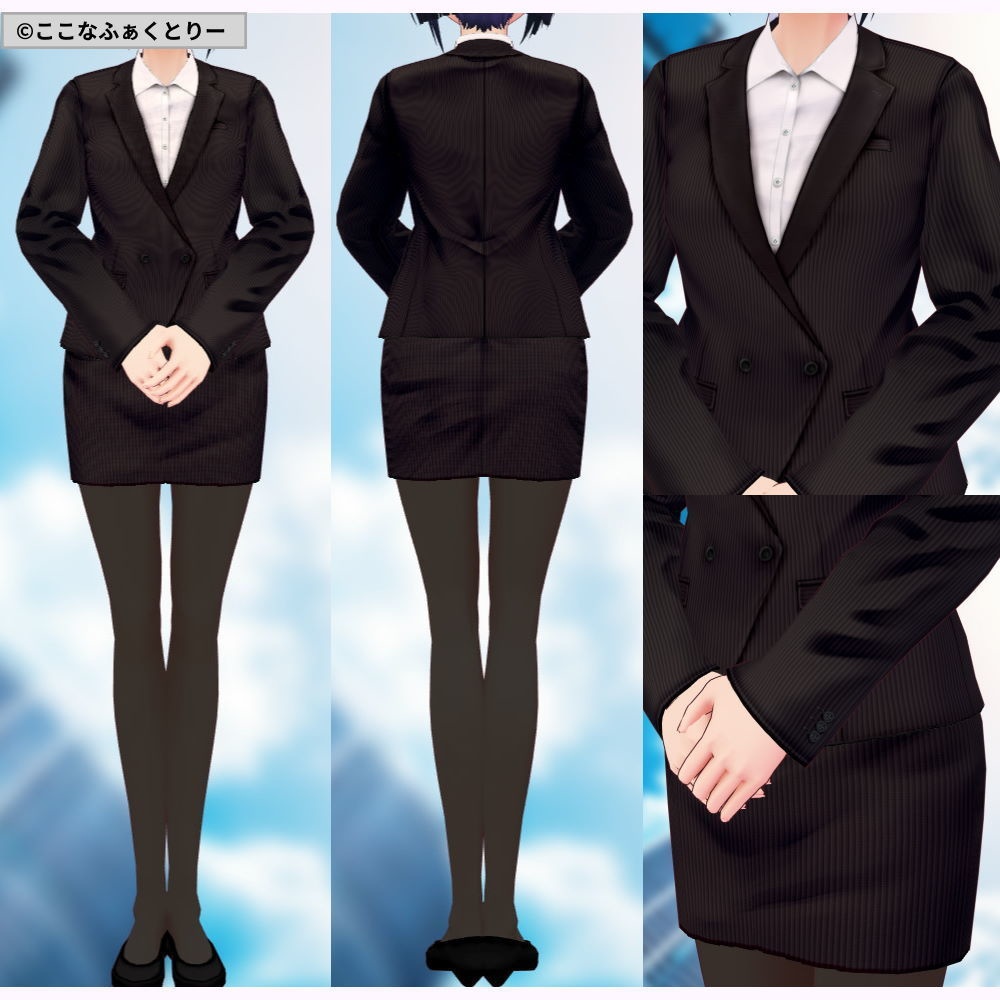 ※VRoidstudioベータ版で作成しています【VRoid用】レディーススーツ5色セット