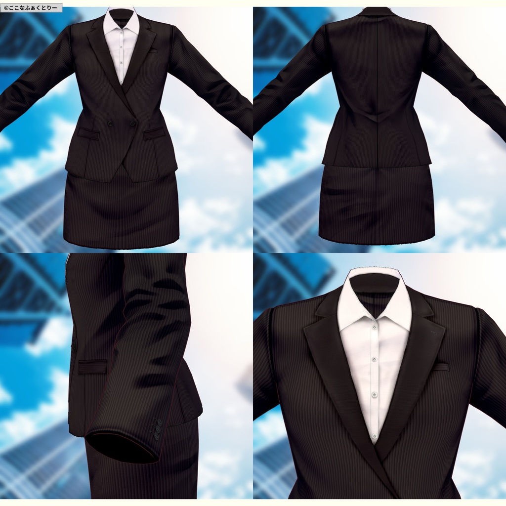 ※VRoidstudioベータ版で作成しています【VRoid用】レディーススーツ5色セット