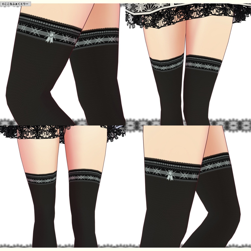 ※VRoidstudioベータ版で作成しています【VRoid用】レースオーバーニーソックス7色セット