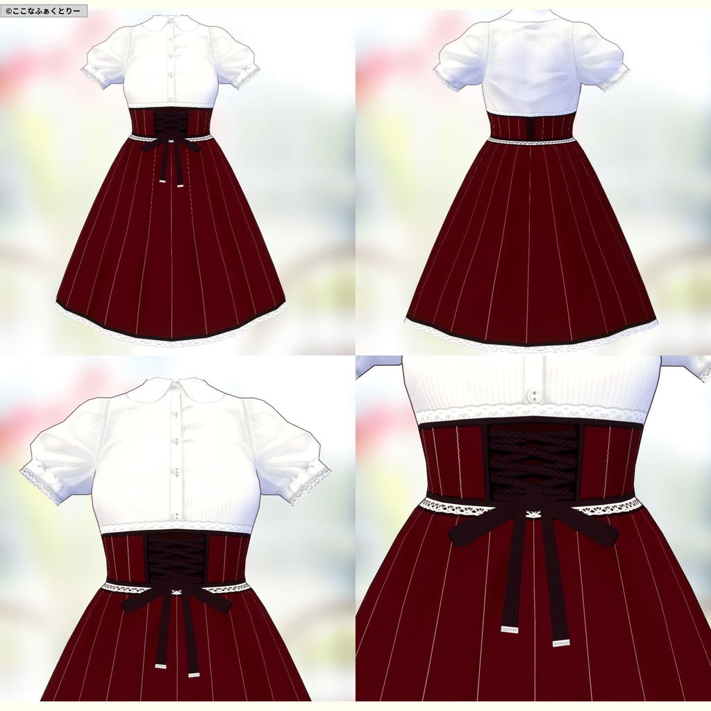 ※VRoidstudioベータ版で作成しています【VRoid用】コルセットスカート5色セット