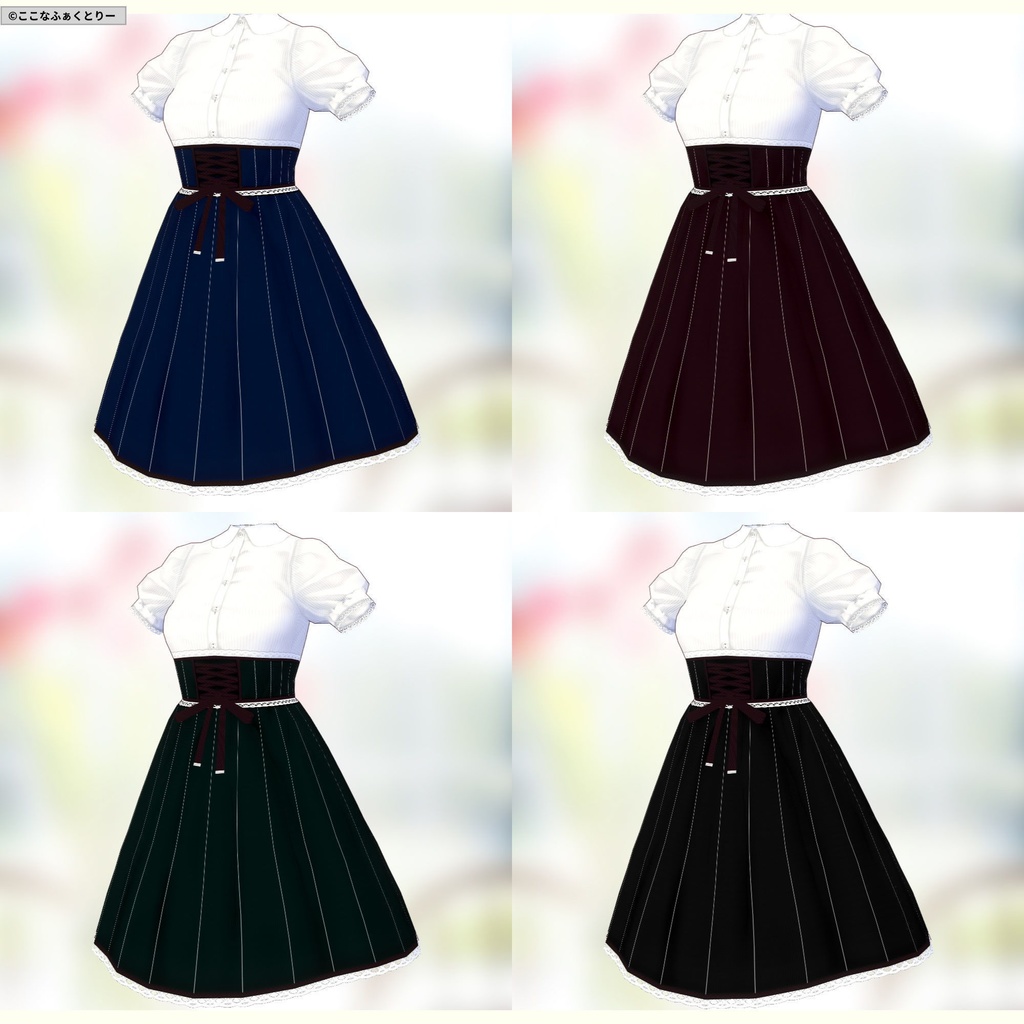※VRoidstudioベータ版で作成しています【VRoid用】コルセットスカート5色セット