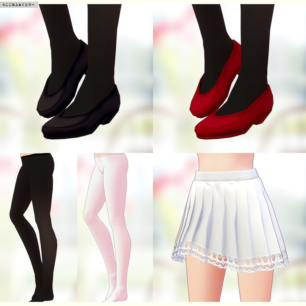 ※VRoidstudioベータ版で作成しています【VRoid用】コルセットスカート5色セット