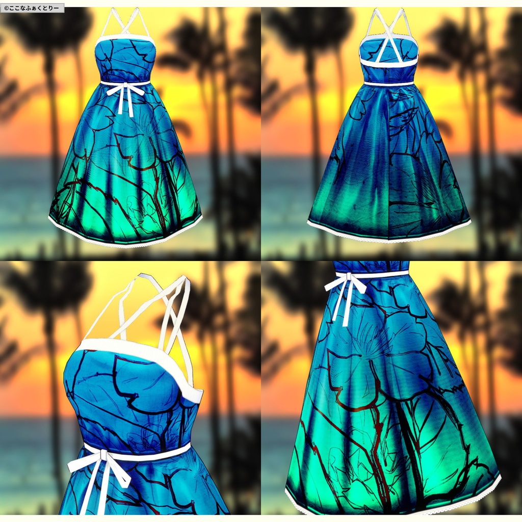 ※VRoidstudioベータ版で作成しています【VRoid用】サマーワンピース3色セット