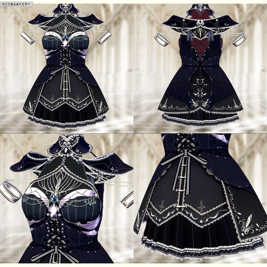 ※VRoidstudioベータ版で作成しています【VRoid用】ルーンナイトコスチューム4色セット