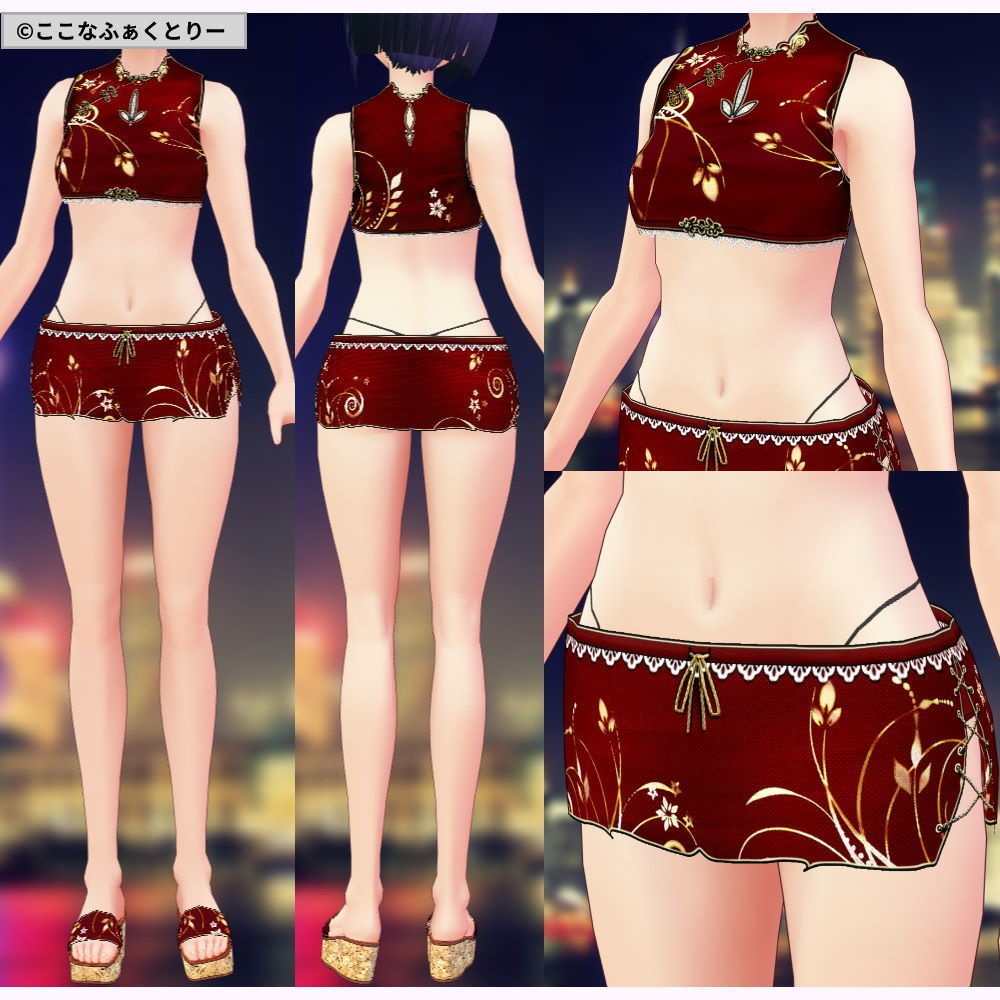 ※VRoidstudioベータ版で作成しています【VRoid用】チャイナ風スイムウェア6色セット