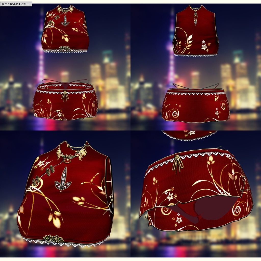 ※VRoidstudioベータ版で作成しています【VRoid用】チャイナ風スイムウェア6色セット