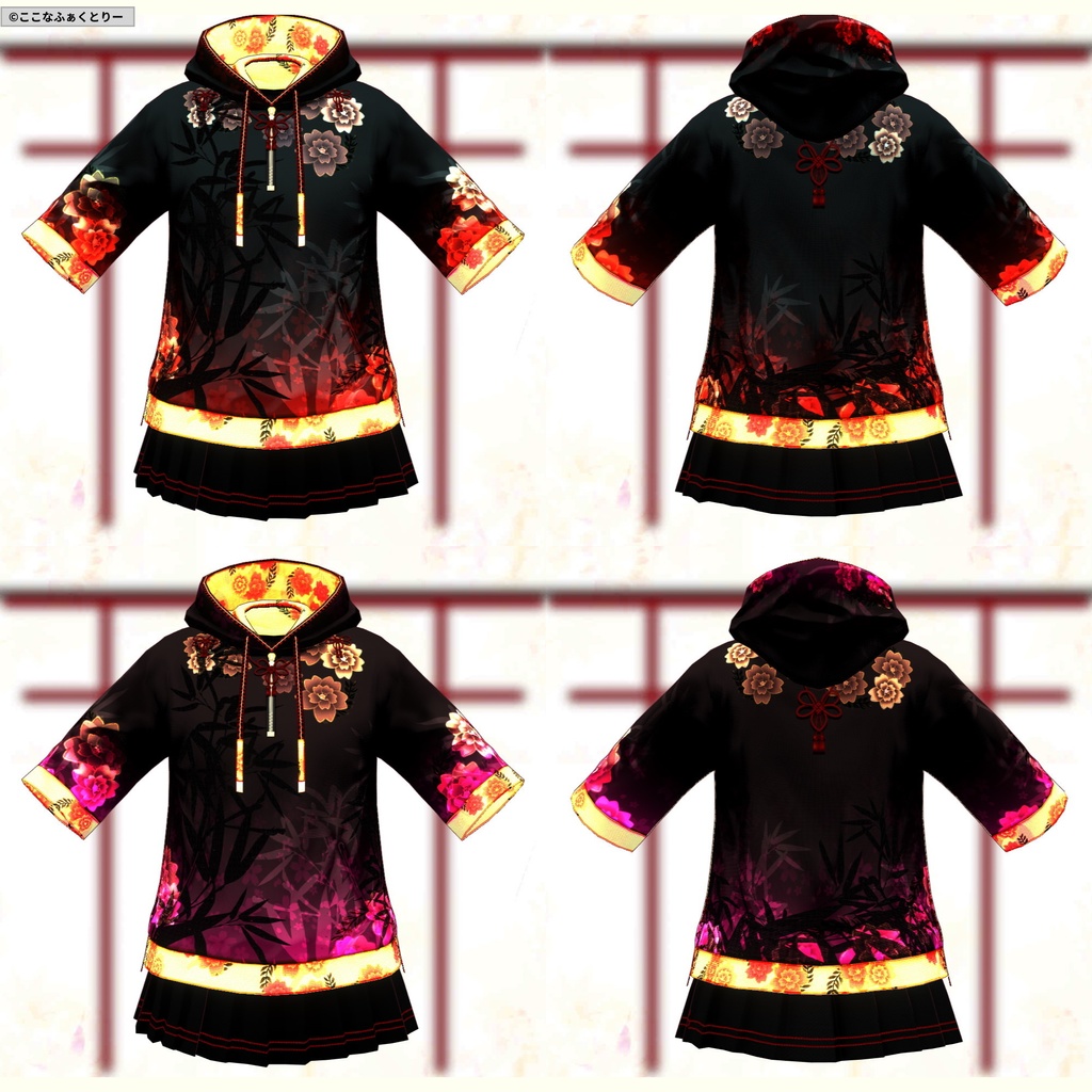 ※VRoidstudioベータ版で作成しています【VRoid用】和風パーカー8色セット