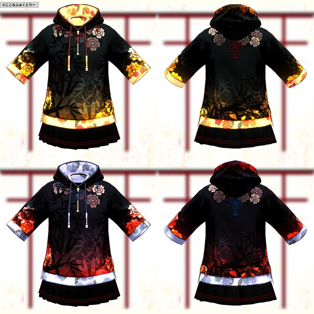 ※VRoidstudioベータ版で作成しています【VRoid用】和風パーカー8色セット