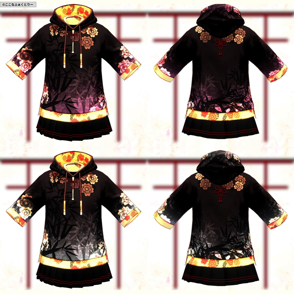 ※VRoidstudioベータ版で作成しています【VRoid用】和風パーカー8色セット