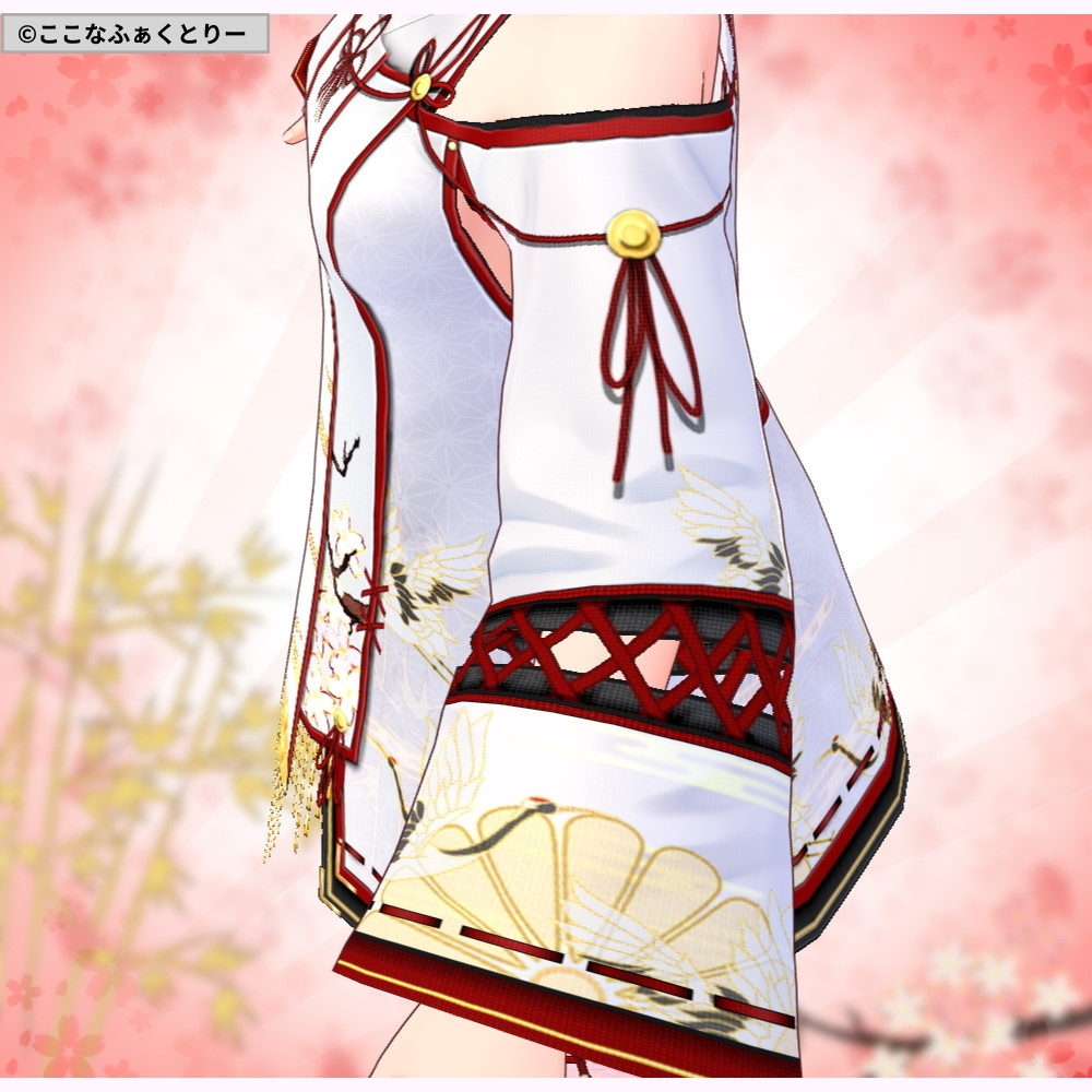 ※VRoidstudioベータ版で作成しています【VRoid用】巫女風コスチュームVer2メイン4色+6色セット