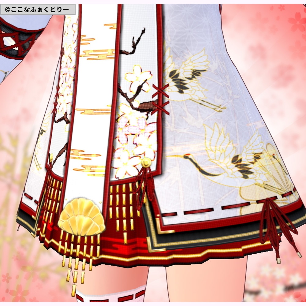 ※VRoidstudioベータ版で作成しています【VRoid用】巫女風コスチュームVer2メイン4色+6色セット