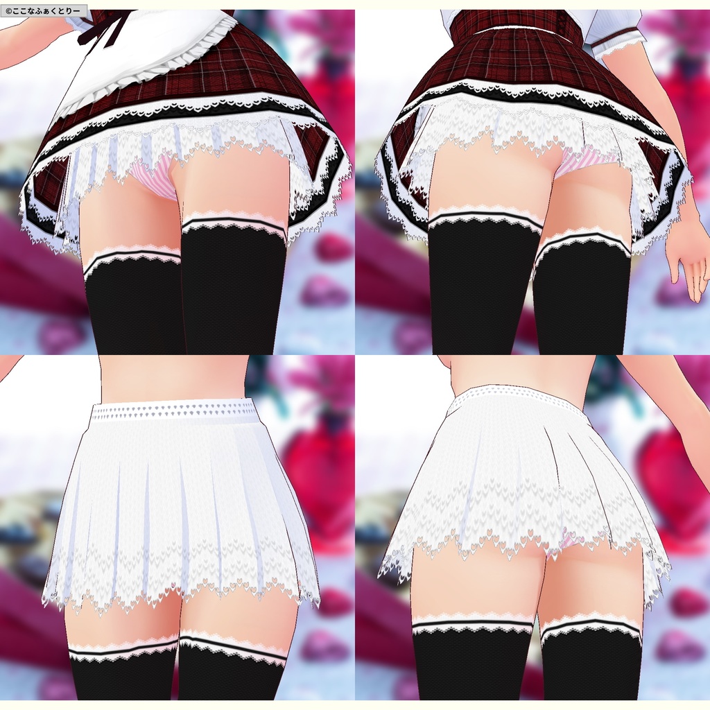 ※VRoidstudioベータ版で作成しています【VRoid用】バレンタインスタッフコスチューム7色セット