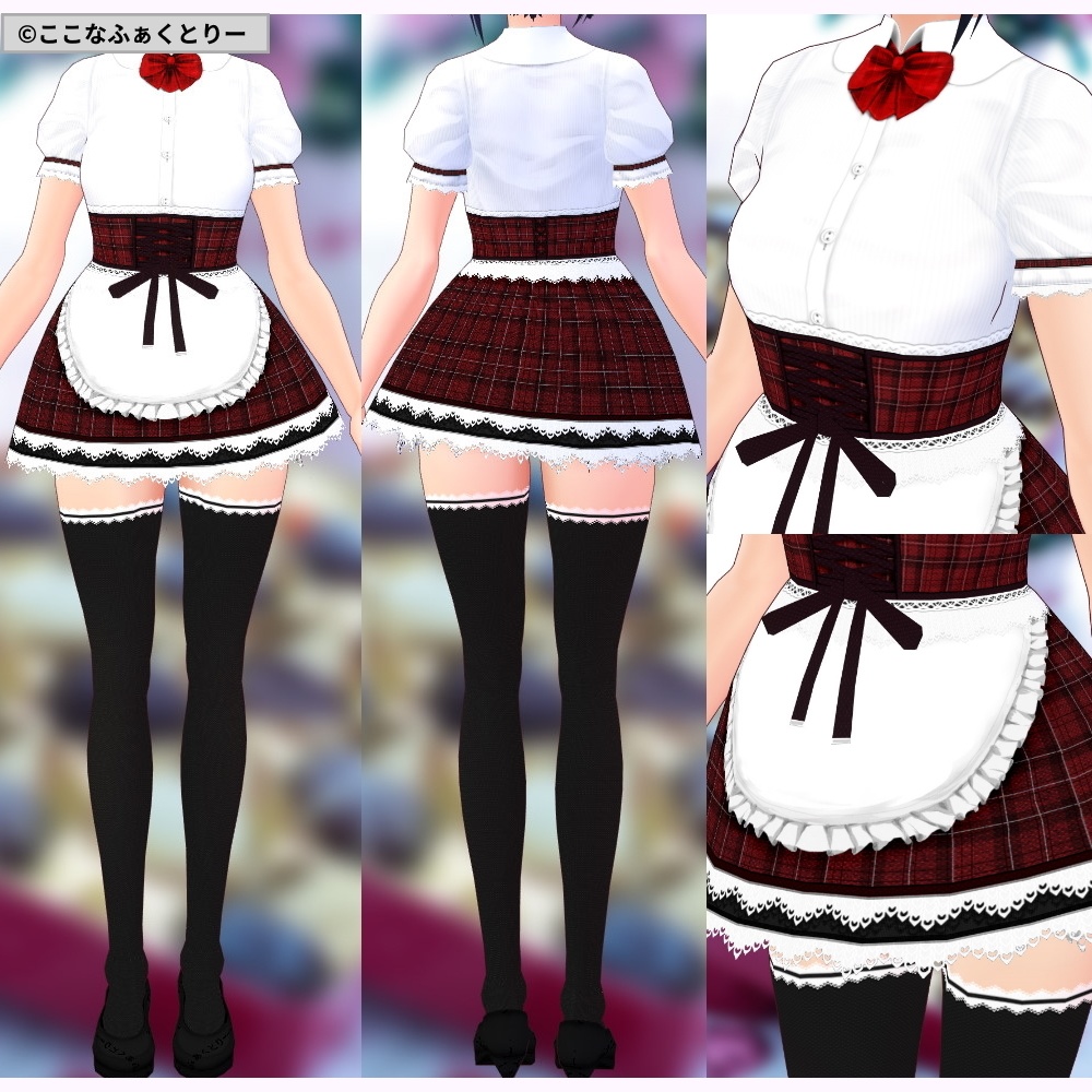 ※VRoidstudioベータ版で作成しています【VRoid用】バレンタインスタッフコスチューム7色セット