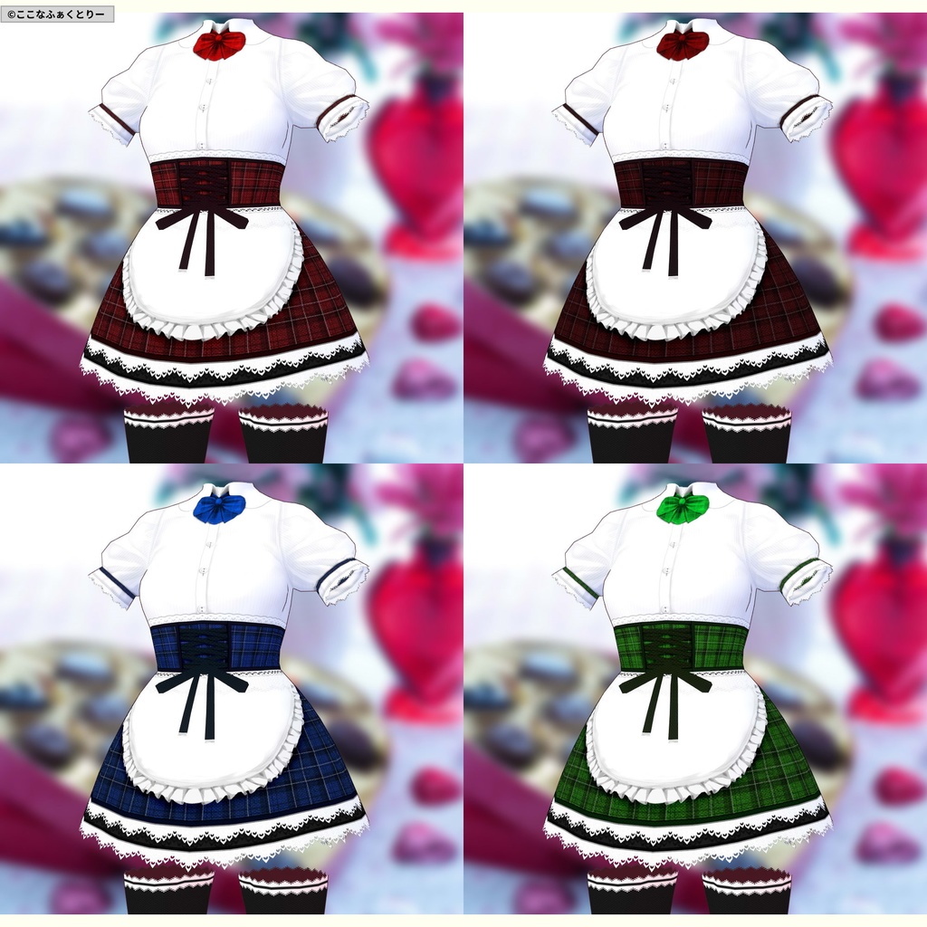 ※VRoidstudioベータ版で作成しています【VRoid用】バレンタインスタッフコスチューム7色セット