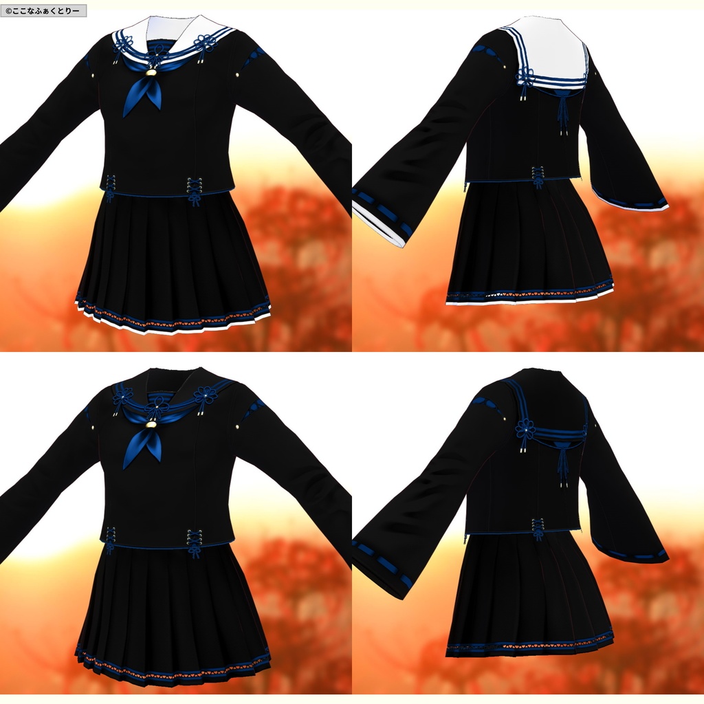 ※VRoidstudioベータ版で作成しています【VRoid用】和風セーラー4色セット