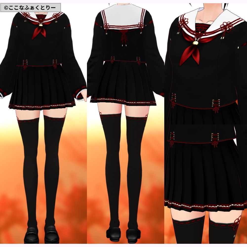 ※VRoidstudioベータ版で作成しています【VRoid用】和風セーラー4色セット