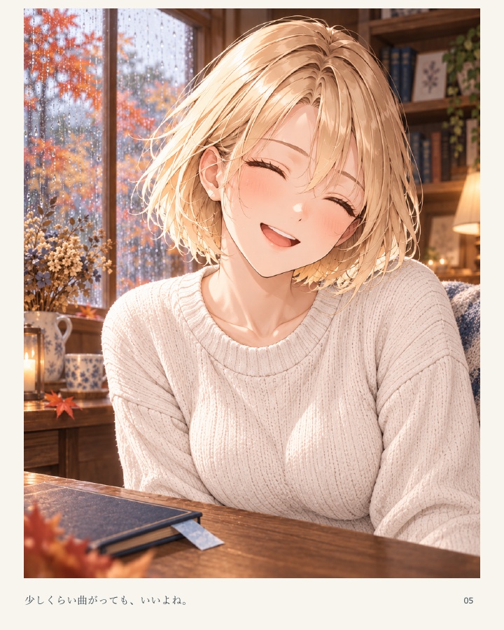 雨音のとなり — ゆいと過ごす、秋の午後【AIイラスト写真集/PDF】