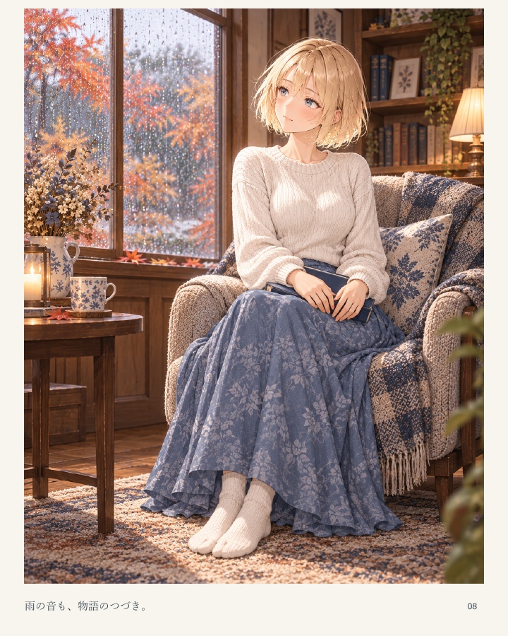 雨音のとなり — ゆいと過ごす、秋の午後【AIイラスト写真集/PDF】