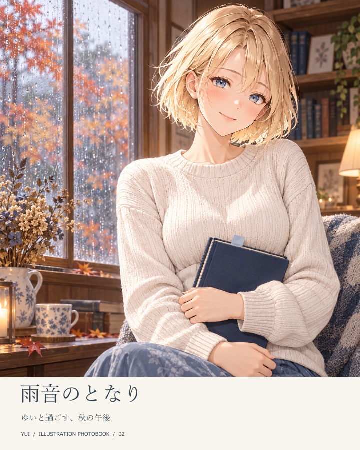 雨音のとなり — ゆいと過ごす、秋の午後【AIイラスト写真集／PDF】