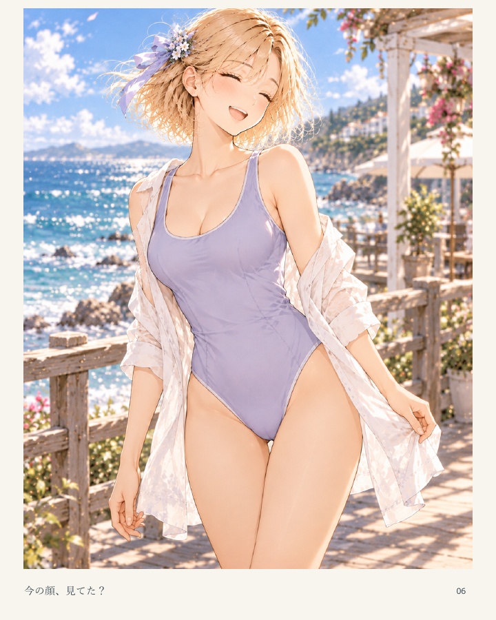 潮風の手紙 — ゆいと過ごす、秋の海辺【AIイラスト写真集/PDF】