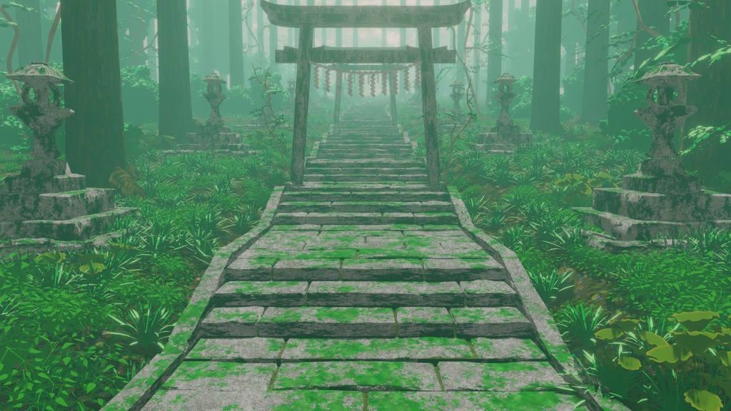 背景素材「山頂神社への参道」