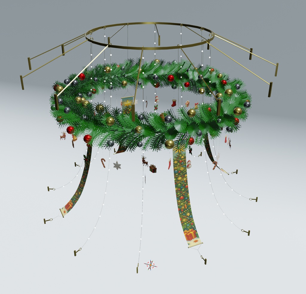 【VRChat】円筒型個展の追加パーツ"クリスマスリース"【ワールドアセット】