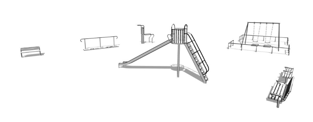 公園遊具セット(漫画背景3D)