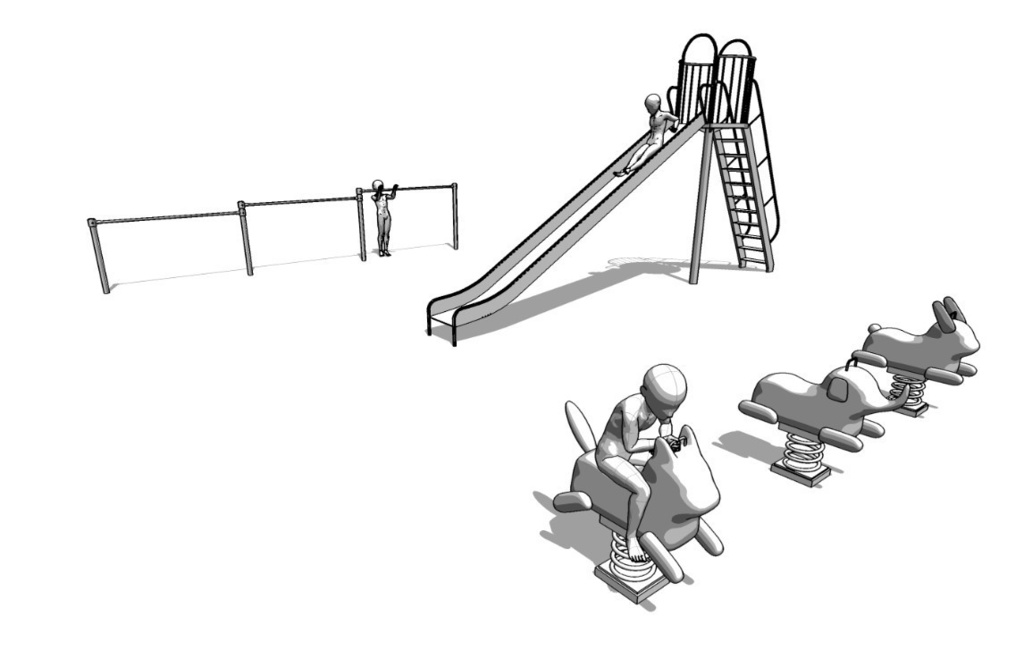 公園遊具セット(漫画背景3D)