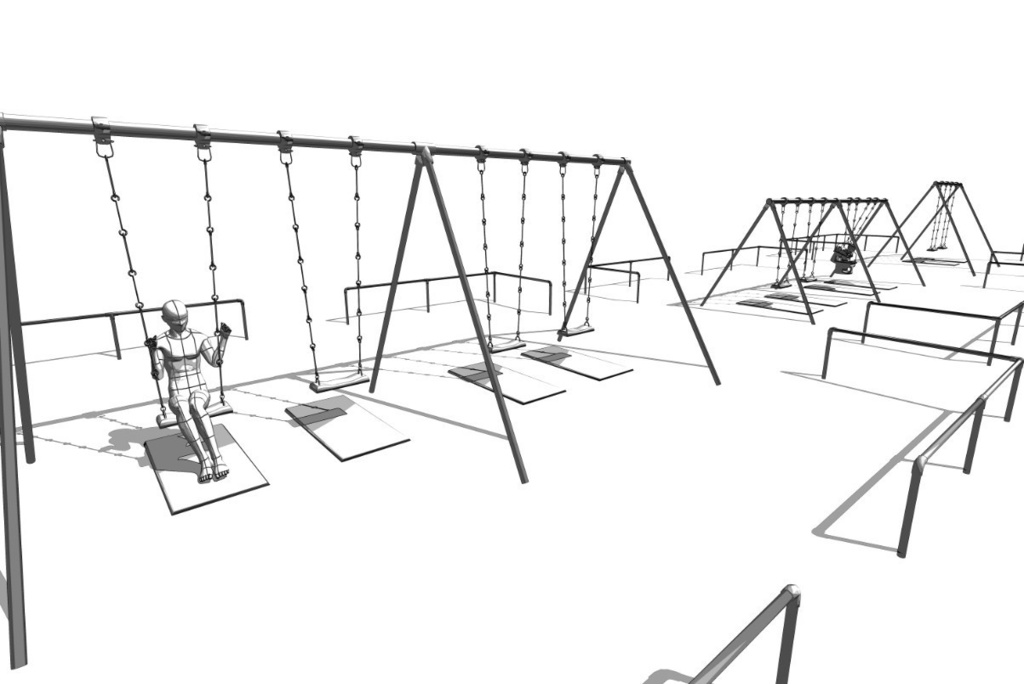 公園遊具セット(漫画背景3D)