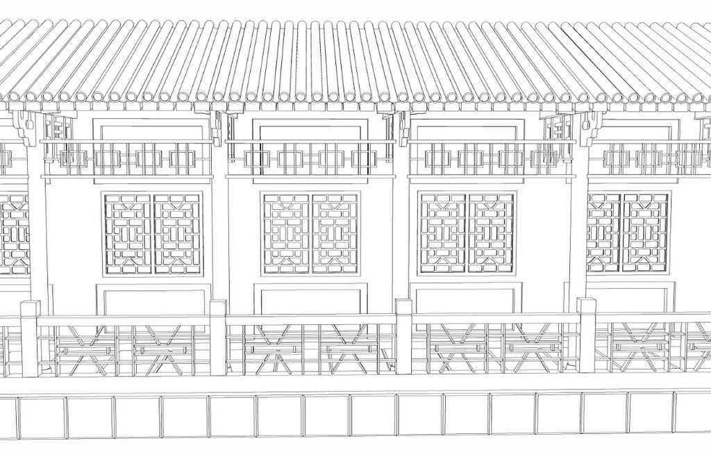 【3D素材】中華風回廊